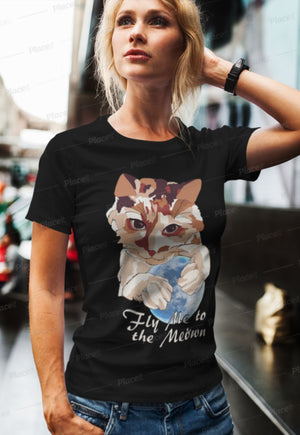 Fly Me to The Meown Jersey T-Shirt by Bella + Canvas + Alluring Kat