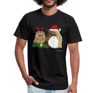 Meowy Xmas Unisex Jersey T-Shirt by Bella + Canvas + Alluring Kat - black