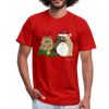 Meowy Xmas Unisex Jersey T-Shirt by Bella + Canvas + Alluring Kat - red